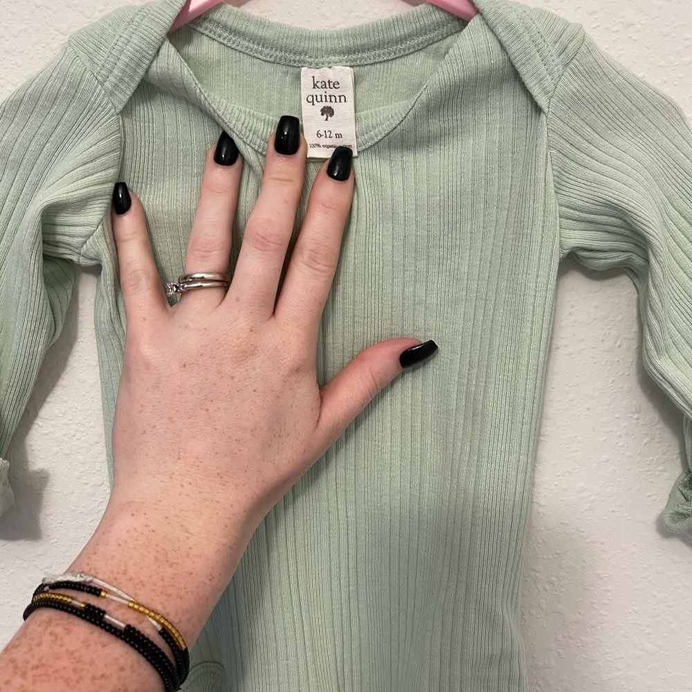 Kate quinn light green long sleeve ribbed onesie